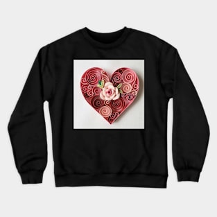 Printed paper quilling rose.heart Crewneck Sweatshirt